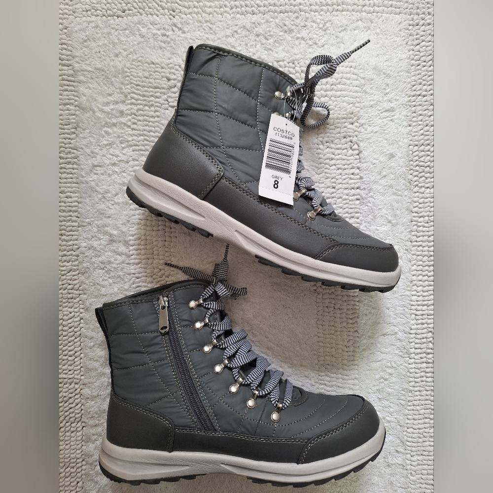 Women's Size 8 Weatherproof Gray Winter Memory Foam Fur Lined Boots